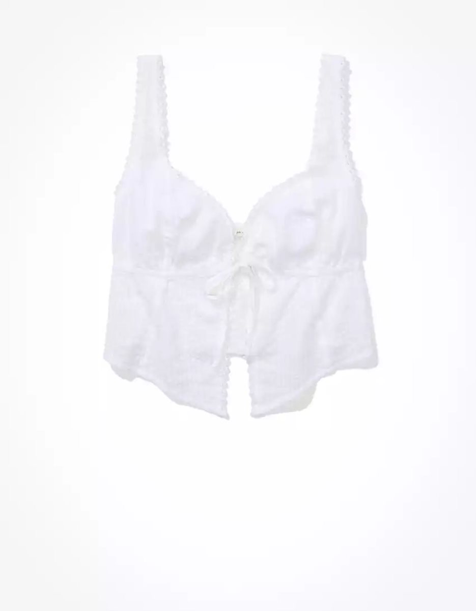 Chemises American Eagle AE Tie-Front Corset Tank Top Blanche Femme | UCH-12155480